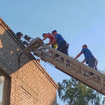 Дети забрались на крышу двухэтажного здания, а слезть не смогли